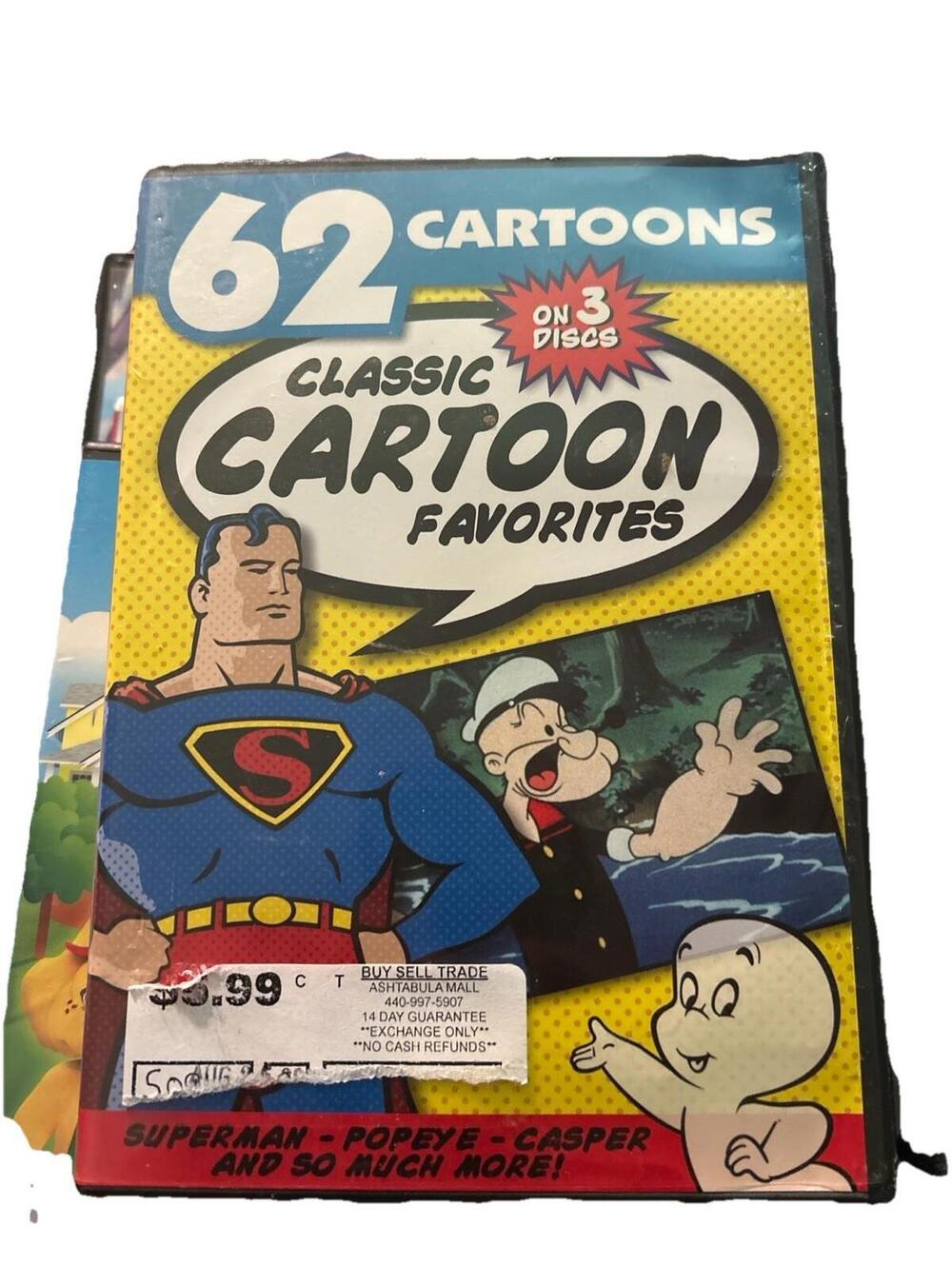 62 Classic Cartoon Favorites (DVD, 3-Disc Set, 2005) Superman Popeye Casper